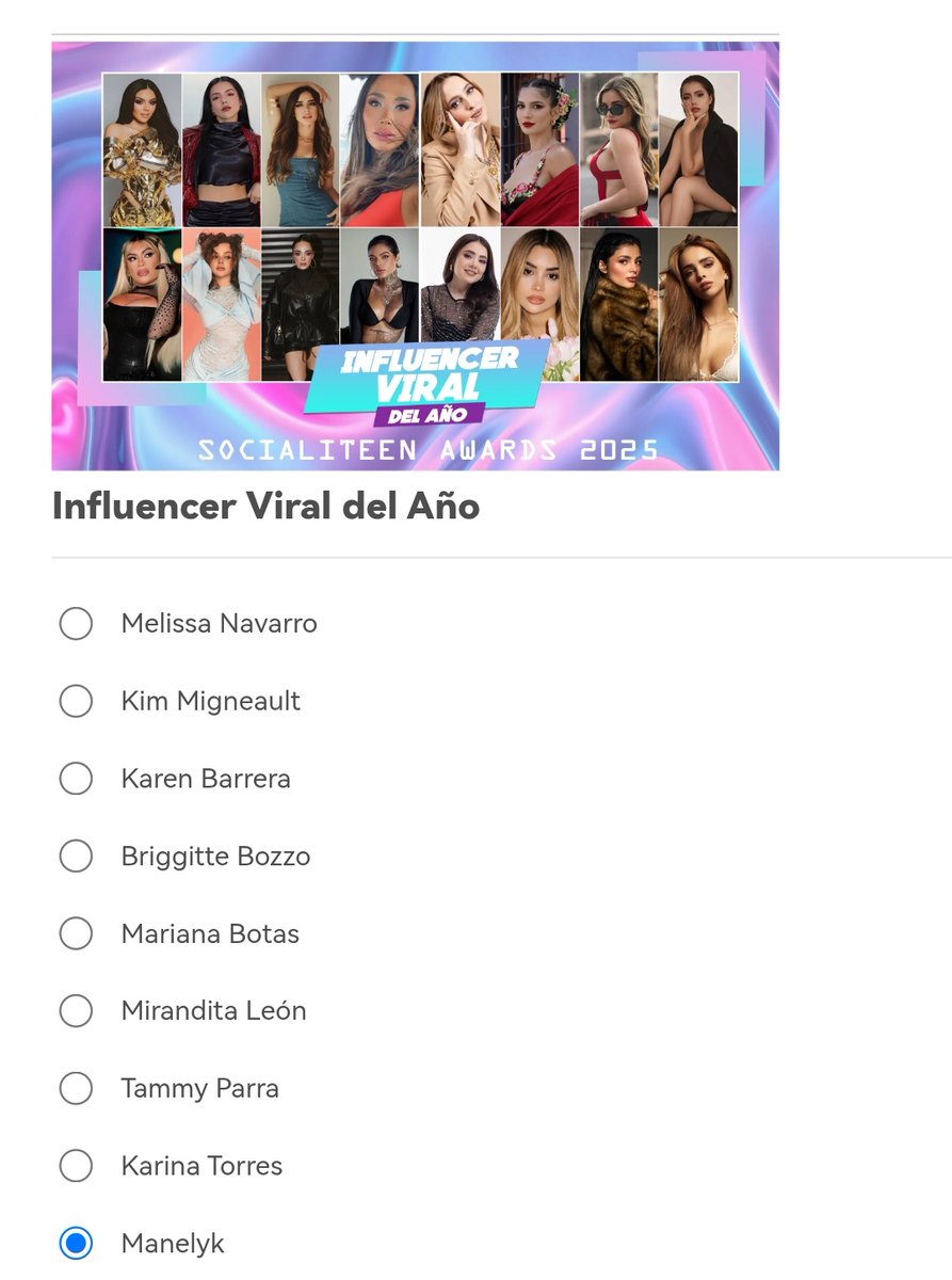 ManeUpdates's tweet image. Buenas tardes 🐦

Estamos PRENOMINADXS en 3 categorías de los SocialiTeen, hora de votar🔥

Influencer del año : Manelyk 
Influencer viral del año : Manelyk 
Fandom de año : Manelyk 

Vamos que se note💪🏻🤩

👉socialiteen.com/socialiteen-aw…

#ManelykGB 
#ManelykGonzalez 
#TeamPajaritas