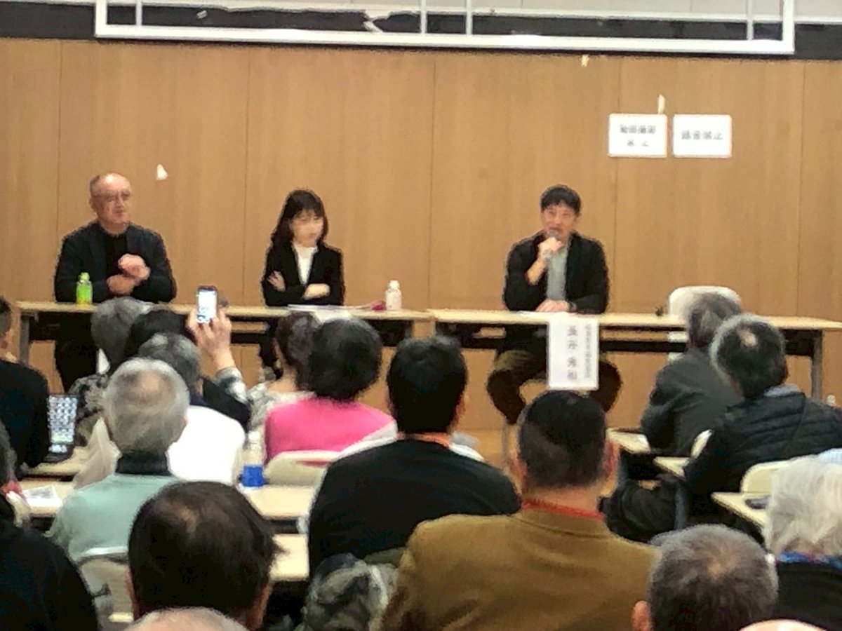 昨日のシンポジウムの模様。　３人とも、悪質なSLAPP訴訟経験者。