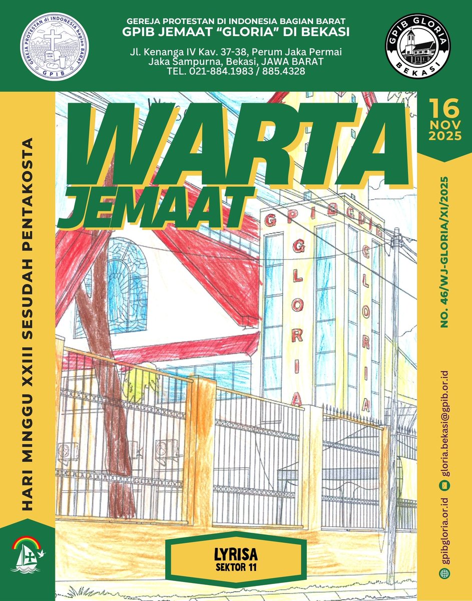 Cover Warta Jemaat Edisi Spesial 
16 November 2025  Hadir dengan 3 cover yang berbeda - namun isi nya sama. 
Karya Mewarnai Adik-Adik Layan PA di Sunday Market November 2025.

Edisi kali ini: hasil karya dari : Queenkha (Sektor 5), Andrew (Sektor 4), Lyrisa (Sektor 11)

Selamat!