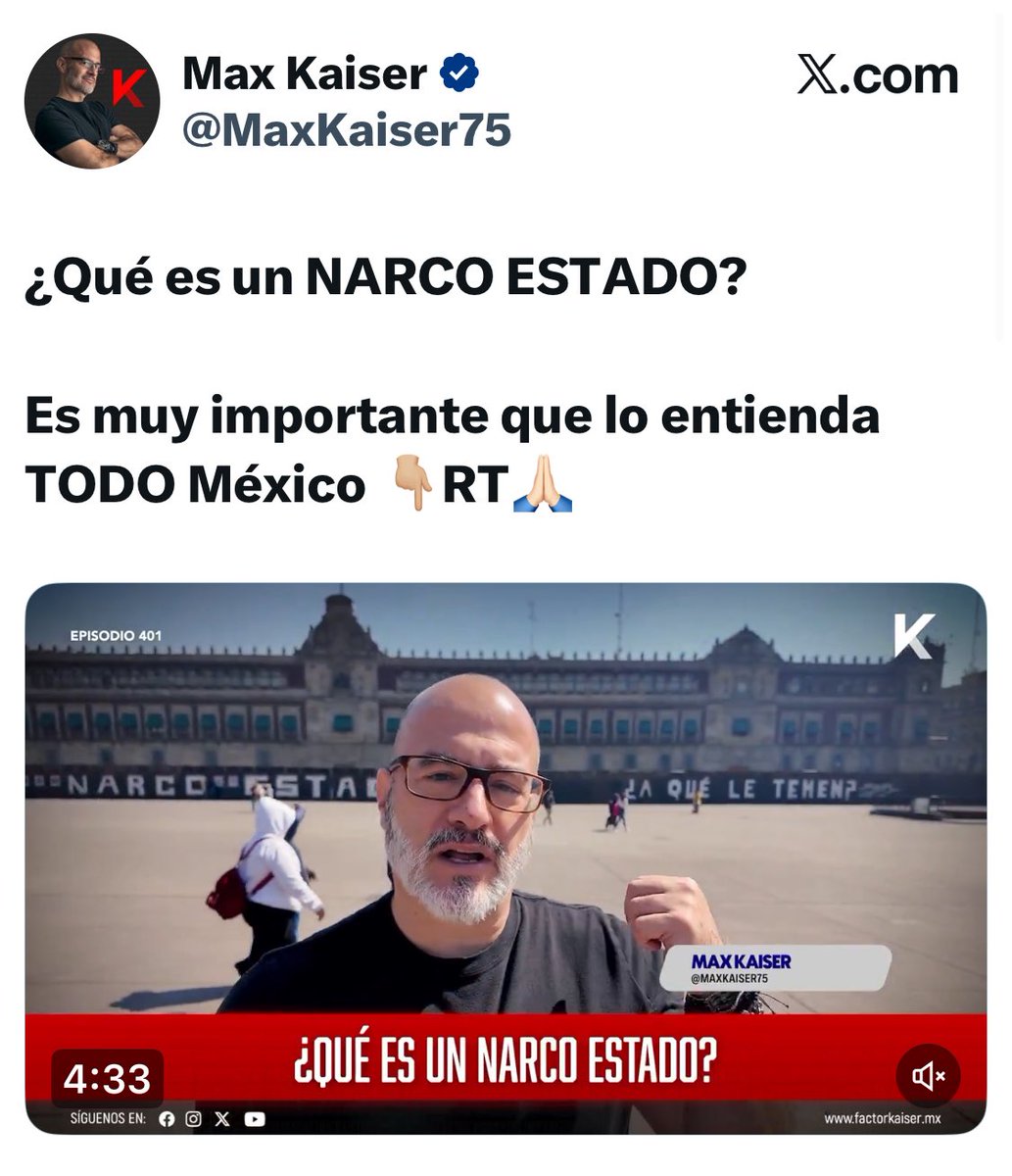 alex_mjm's tweet image. Es gracioso que Max Kaiser pregunte qué es un narco estado. Lo más seguro es que él sea experto. Él trabajó en un narco estado cuando su jefe, Felipe Calderón, le entregó la secretaria de seguridad a un narco como Genaro García Luna, hoy preso en EEUU por su nexos con el narco.