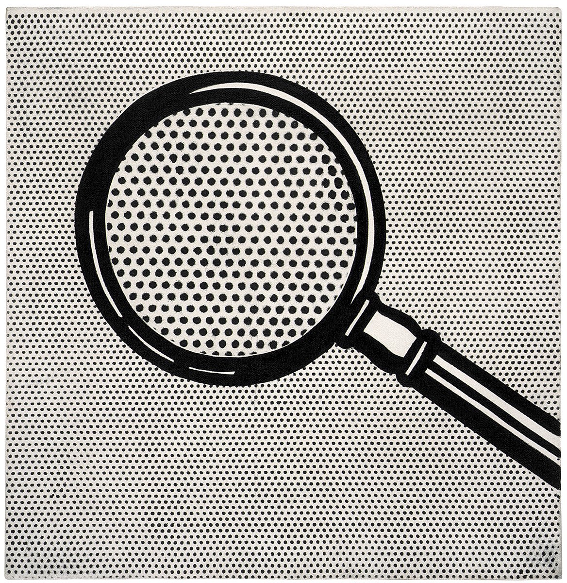 Pixel0Symphony's tweet image. Roy Lichtenstein, Magnifying Glass. 1963.

Oil and graphite pencil on canvas.