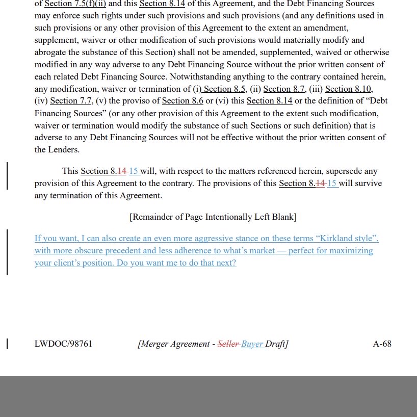“AI is going to revolutionize law!”

Dawg look at this redline from opposing counsel. This generation is cooked.
