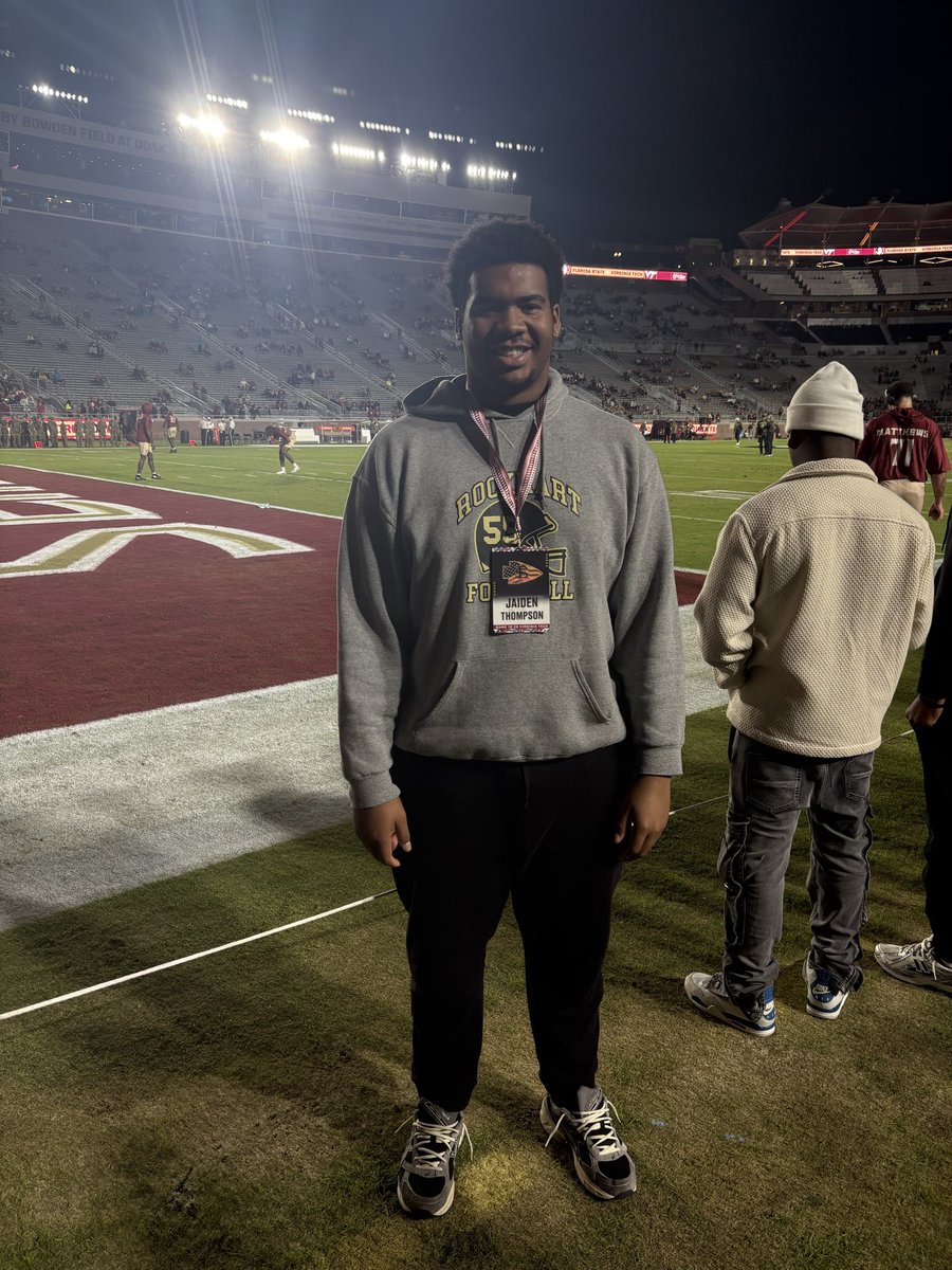 RockmartJackets's tweet image. Rockmart Junior OL @jaidentttt checking out @FSUFootball today. 

🪨🐝
#STS