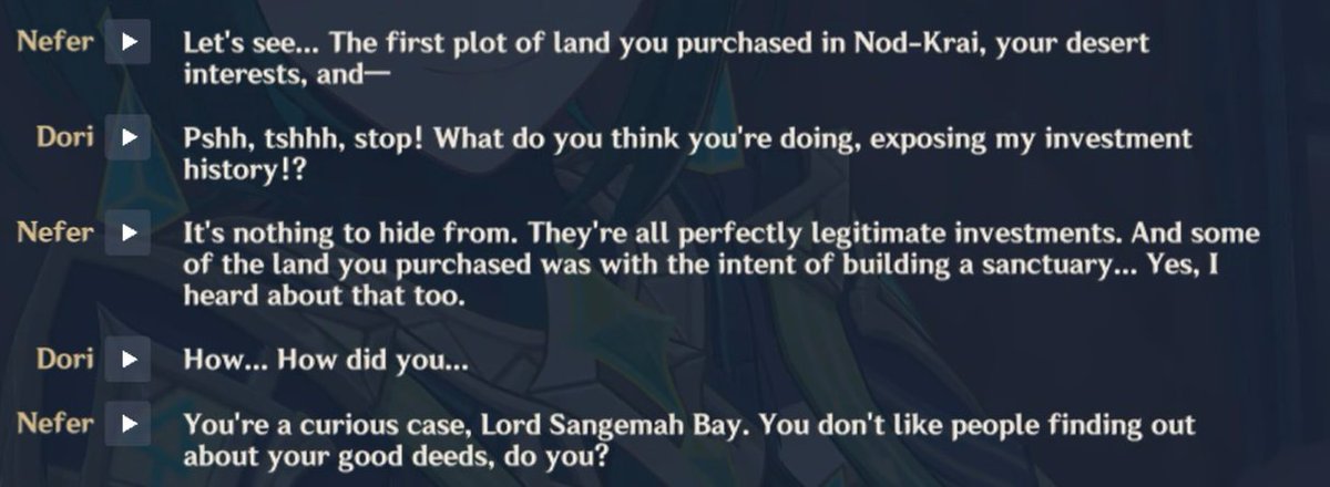 timlysumeru's tweet photo. 🌿 // Spoilers for the Nod-krai archon quest !　𓏼　　ʚ☆ɞ　𓂃

Dori having some redeemable qualities WAS actually on my 2025 bingo list actually, in fact i was hoping for it since 2024 . <3 https://t.co/3AZ09elH8Q