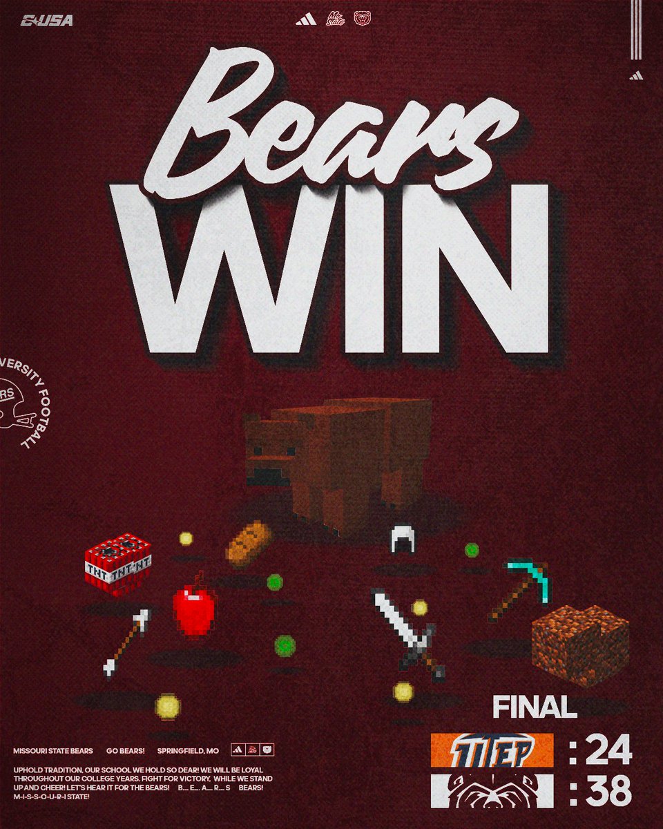 MoStateFootball's tweet photo. Bears Strike Gold ⛏️

#OutHitOutHustle | #ProveIt https://t.co/fCUHcZW2XD