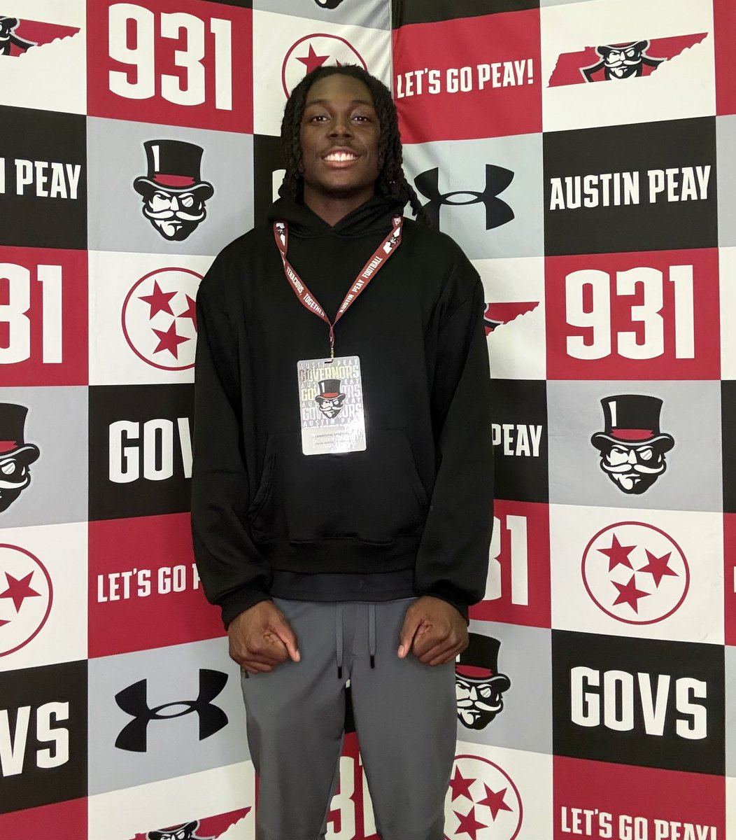 #AGTG

I had a Great Visit Today <a href="/austinpeay/">Austin Peay State University</a>, Let’s WORK <a href="/GovsFB/">Austin Peay Football</a>! Thank you <a href="/coachsauce__/">Rodney Saulsberry Jr.</a> for allowing me to Visit, I’m excited to see what God has in store!🫡

<a href="/coachsauce__/">Rodney Saulsberry Jr.</a> <a href="/RecruitLFOFB/">LFO Football Recruiting</a> <a href="/smsbacademy/">SoundMind SoundBody®</a> @On3Recruits <a href="/ChadSimmons_/">ChadSimmons</a> <a href="/RustyMansell_/">Rusty Mansell</a> <a href="/RecruitGeorgia/">Recruit Georgia</a> <a href="/PrepRedzoneGA/">Prep Redzone Georgia</a>