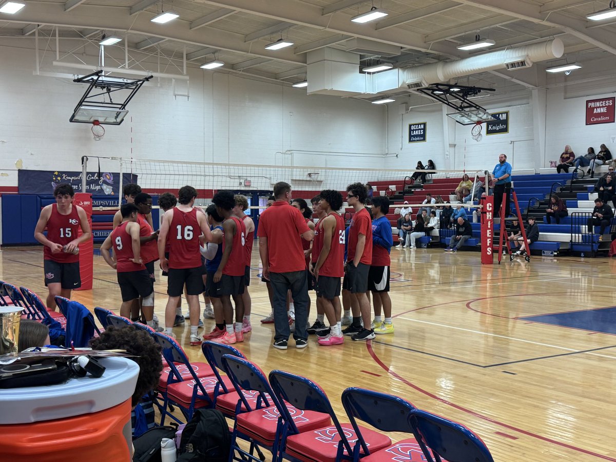kempsactivities's tweet photo. Congratulations to our Boys’s Volleyball Team for their 3-0 win in the VHSL Division 5 State Tournament Quarterfinals. Kempsville will play Glen Allen on Tuesday. Game details will be released soon. @KHS_Chiefs https://t.co/JGKf9zt6r0