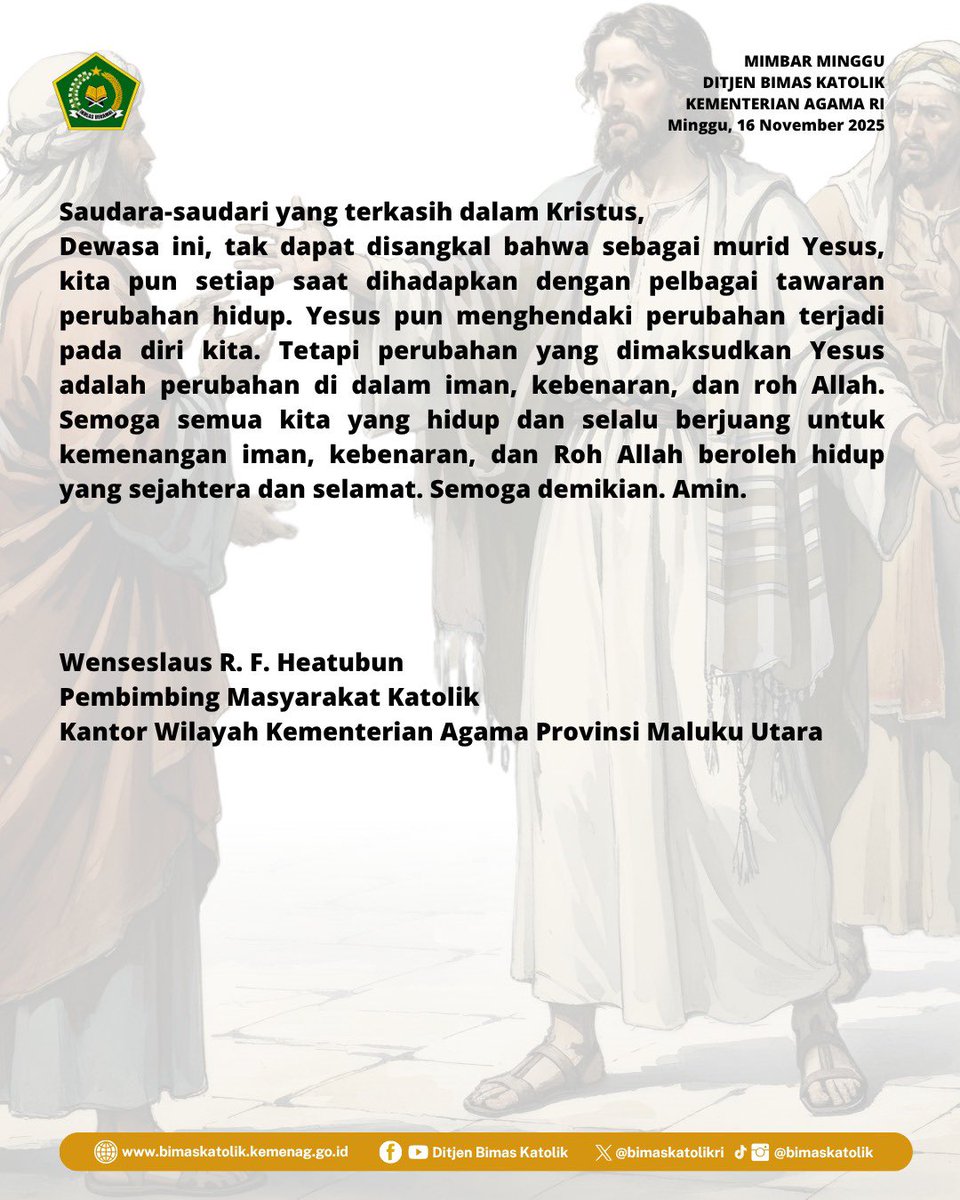 bimaskatolikri's tweet image. Tetap setia dan bertahan dalam iman kepada Kristus adalah jalan untuk memperoleh hidup yang sejati.

#mimbarminggu
#katolik