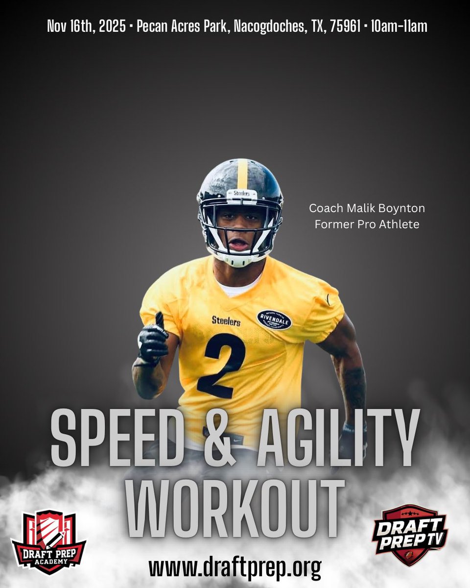 thestreetcoach_'s tweet image. We will be at Pecan Acres Park in Nacogdoches, TX from 10am-11am.

Ages: 8+
 
There will be player profiles created for standout performers! 
Look forward to seeing you all tomorrow!

Register now: 
draftprep.org/services 

Book LARGE group training 

#DraftPrep #TheAcademy