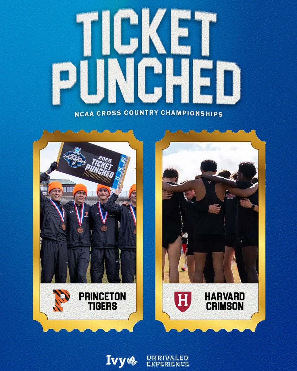 TICKETS PUNCHED.

The <a href="/PrincetonTrack/">Princeton Track/XC</a> men and <a href="/HarvardTFXC/">Harvard T&F | XC</a> men punch their tickets to the NCAA Cross Country Championships next weekend! 🌿🏃
