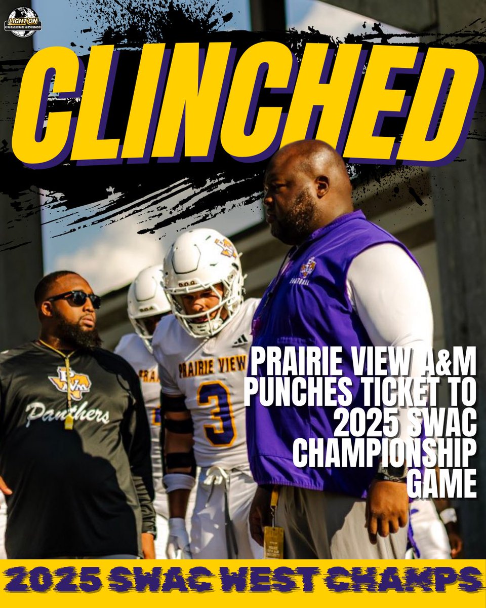 THE PRAIRIE VIEW A&amp;M PANTHERS ARE 2025 SWAC WEST CHAMPS 🏆

Coach Tremaine Jackson and his team have clinched a spot in the 2025 SWAC Championship Game 🟣🟡

<a href="/pvamufb_/">Prairie View A&M Football</a>