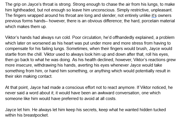 DollieLove2003's tweet photo. Snippet for @JayVikNCWeek !!! Most of my fics for this event are aggressor jayce victim viktor, but I've decided to mix things up for one fic! so yeah, jayce is finna get molested by one of viks puppets🥱 https://t.co/b4jj2X45MW