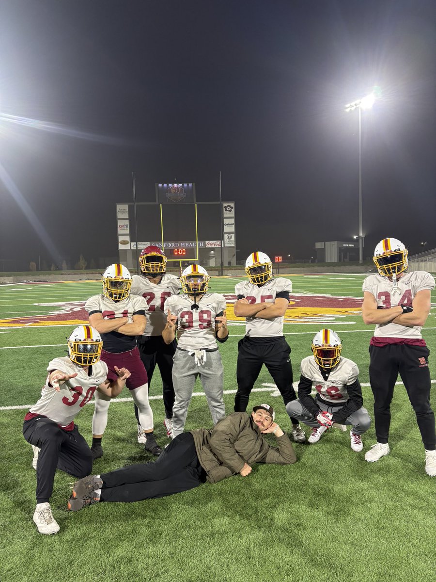 Coach_JVL6's tweet photo. First year coaching wraps up. Got so lucky to coach this group. 1200+ yard rusher. Averaging 231 yards a game on the ground. 6.6 yards a carry. Couldnโt be more proud. You wanna tote the rock? See you at the Bank baby. Roll Wolves. #upnorthern #oorah #BeThatMan https://t.co/XTcD7feys7