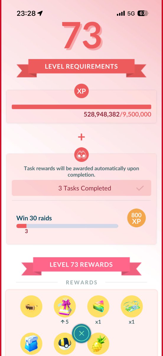 Level 72 hit during Go Wild today. After a bit of housekeeping tonight, Level 73 should be achieved tomorrow! #PokemonGo #RoadTo80