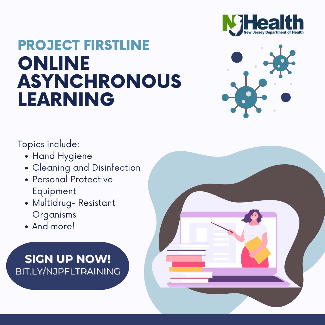 NJDeptofHealth's tweet image. The Project Firstline team has launched their Learning Management System for frontline health care workers and health care students to participate in asynchronous learning on general infection control topics. Register now: bit.ly/NJPFLTraining #HealthierNJ #WeAreFirstline
