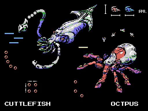Wip 
多脚のめんどくさい奴らもついでに

チップ数数えてないけど、攻撃時に腕や脚が動くので、現実的にはこのぐらいのサイズかもね？
イメージ変わっちゃうけど、簡略化した共通関節パーツに置換するのもありかも…
#MSX #SCREEN2 #DARIUS