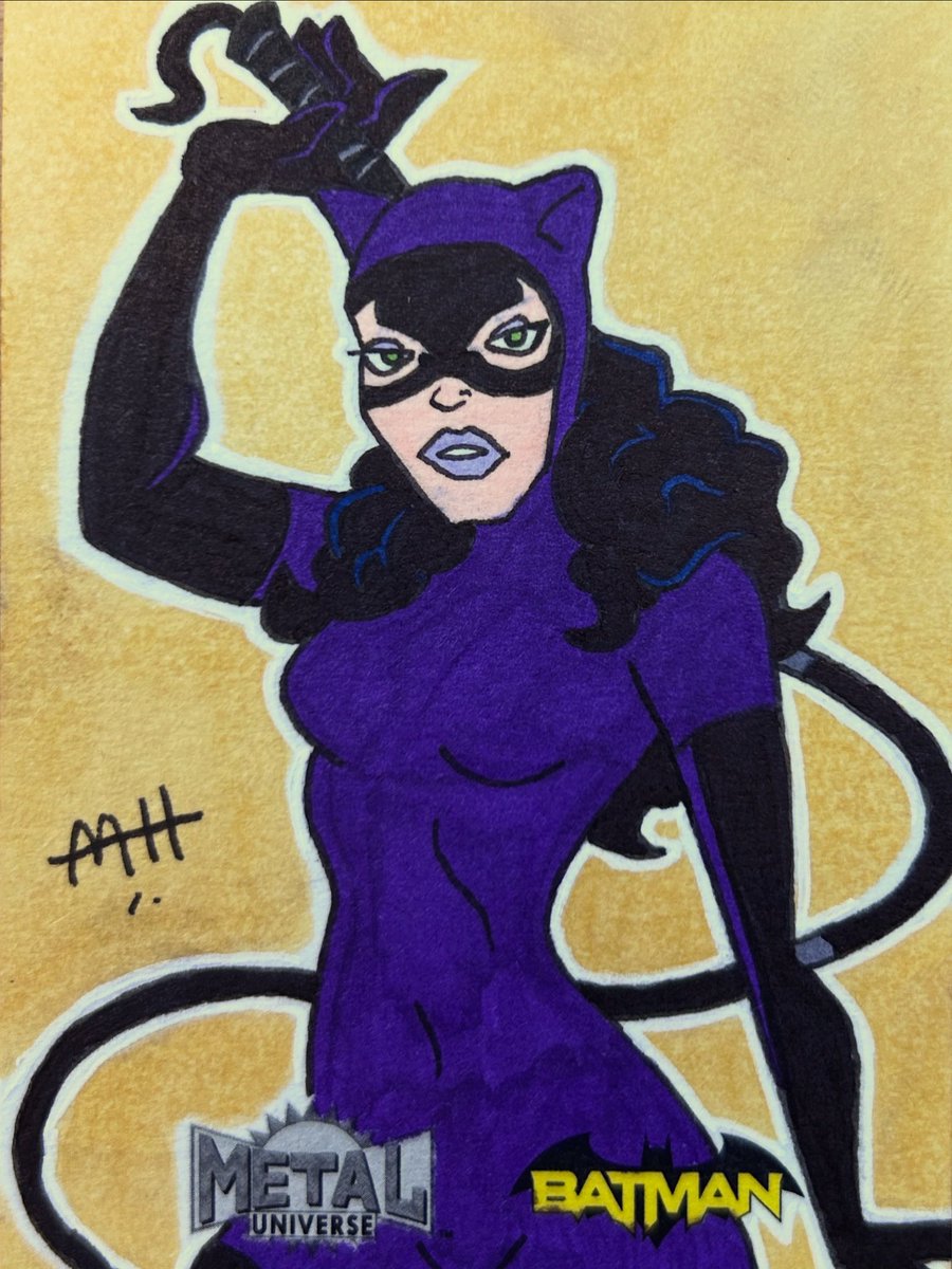 jk_antwon's tweet photo. I made this #Catwoman #sketchcard for the new #batman #metaluniverse #tradingcards set! #dccomics #atc #artisttradingcard #fanart #dccomicsfanart #batmanfanart https://t.co/LI0KfwSt9O
