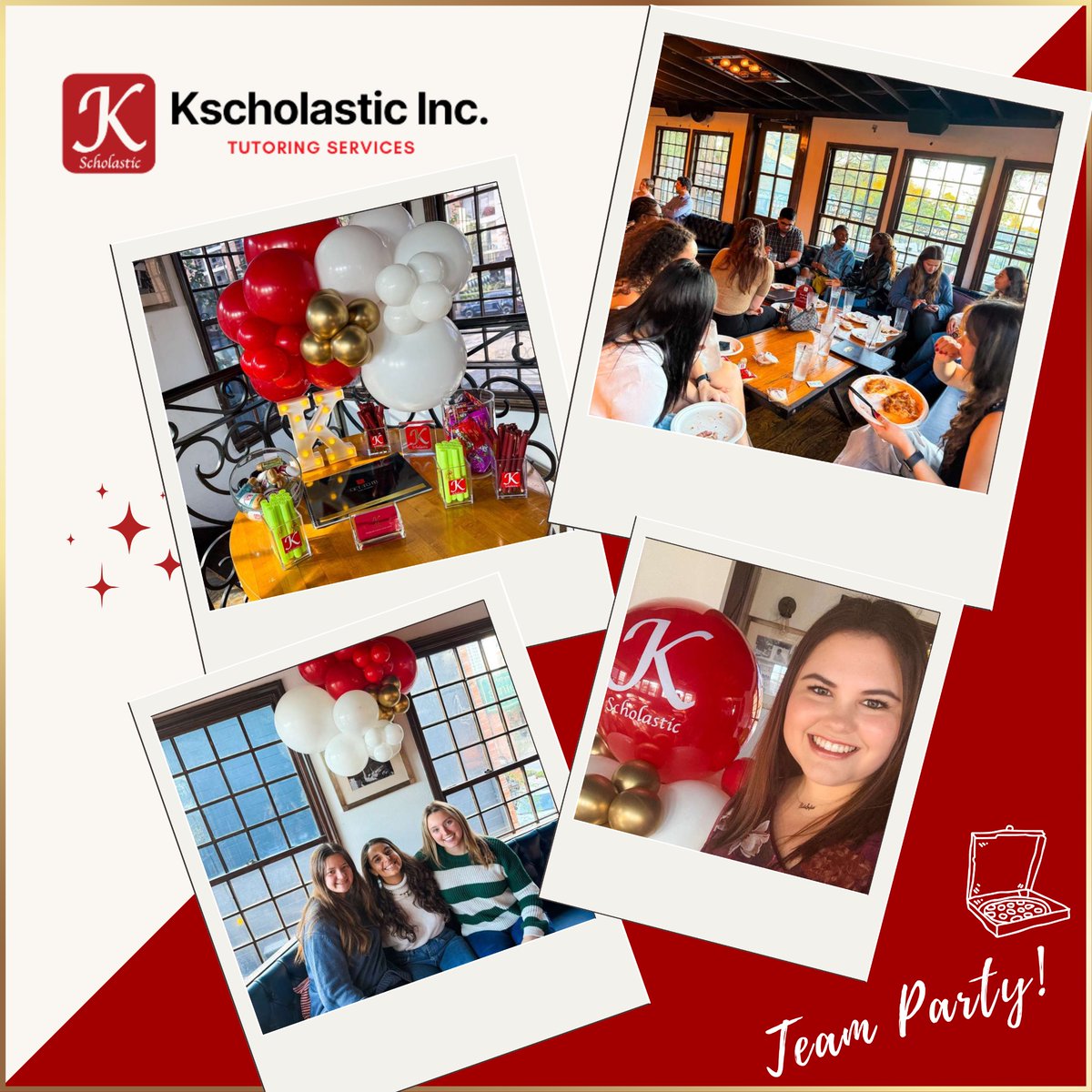 Kscholasticinc's tweet image. Celebrating another amazing school year with our team! 🎉❤️🍕

#kscholastic #tutors #houstontutor #tutoring #education #tutoringservices #sattutor #finalexams #executivefunction