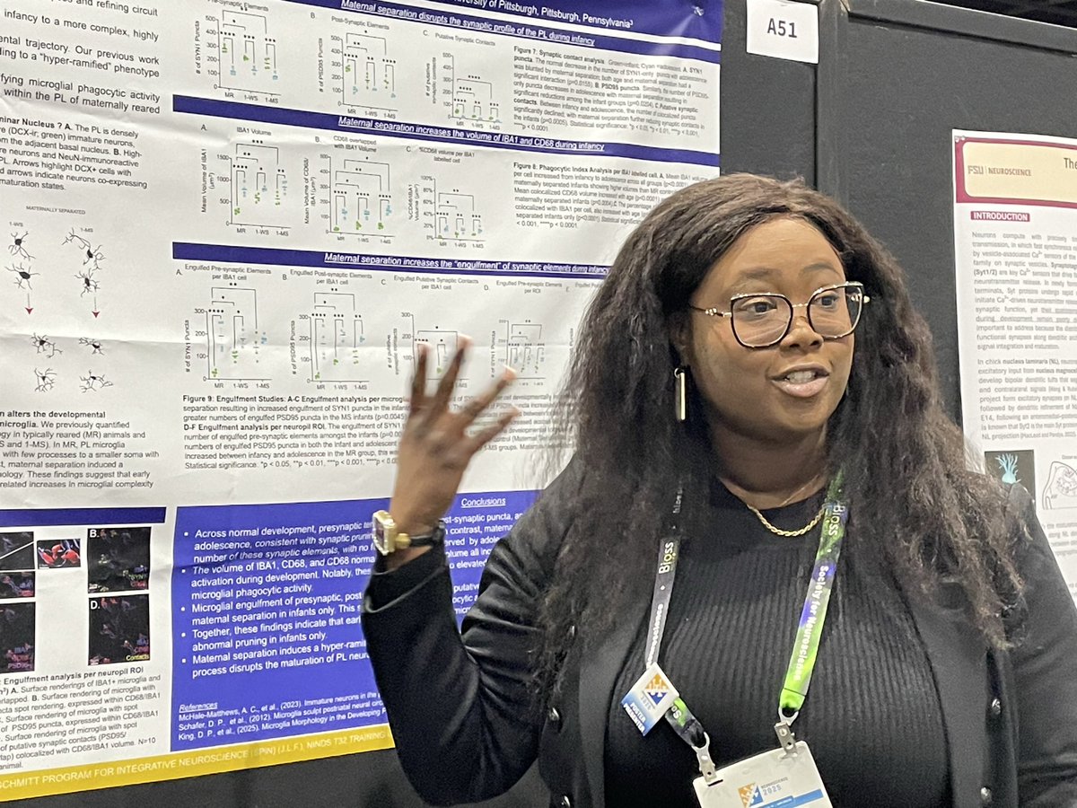 Come see what happens with microglia-neural interactions in PL AMYGDALA after early life stress. A51 happening now! <a href="/denns_neurons/">Dennisha King</a> <a href="/URNeuroscience/">Del Monte Institute for Neuroscience</a> <a href="/SfNtweets/">Society for Neuroscience (SfN)</a>