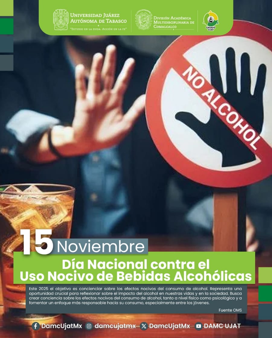 🙋🏽‍♂️🙋🏻‍♀️👨‍⚕️Hoy 15 de noviembre, Día Nacional contra el Uso Nocivo de Bebidas Alcohólicas en México 🚫🍹. El objetivo de este día en 2025 es concienciar sobre los efectos nocivos del consumo de alcohol, especialmente entre los jóvenes. 
🖐🔺️El consumo excesivo de alcohol no es bueno.
