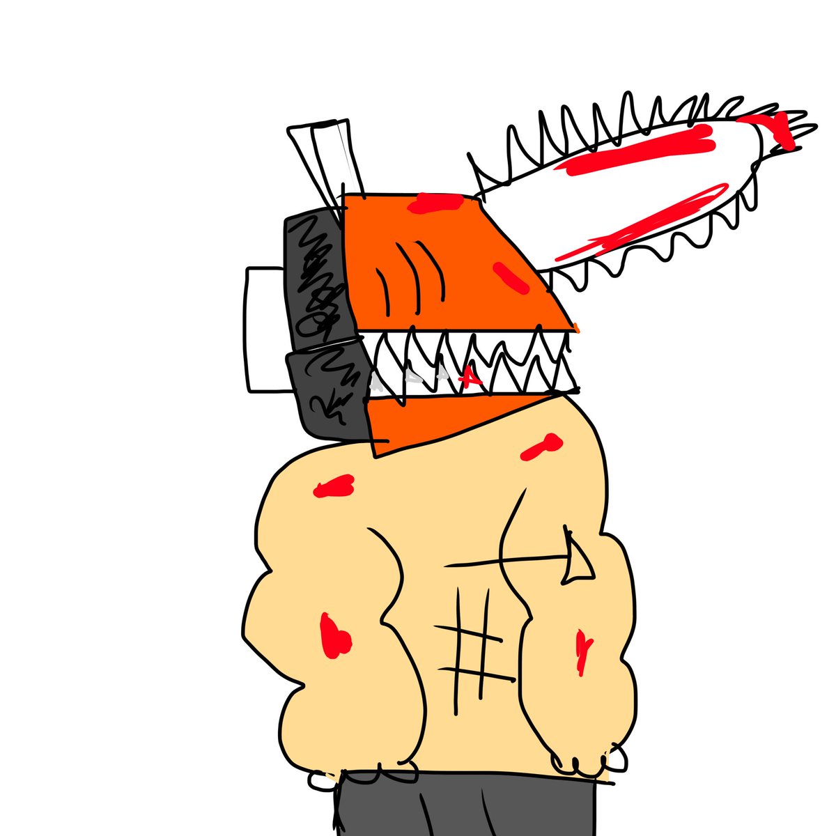 CHAINSAWFAN555's tweet image. BEAM MADE DRAWING FOR LORD CHAINSAW!😁😁😁