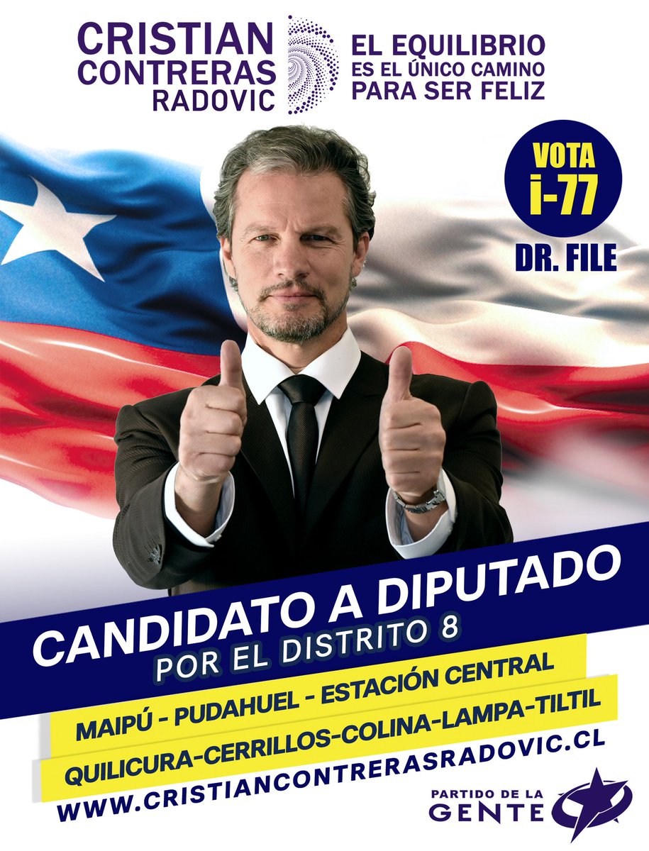 CCRadovic2012's tweet image. 📢 VAMOS ADELANTE CON TODO DISTRITO 8 🇨🇱 i-77 👉 #CristianContrerasRadovic Candidato a diputado por #distrito8 ✅️ #DoctorFile #DocFiles #DrFile #PDG #estacióncentral #maipu #lampa #quilicura #tiltil #cerrillos #pudahuel #colina