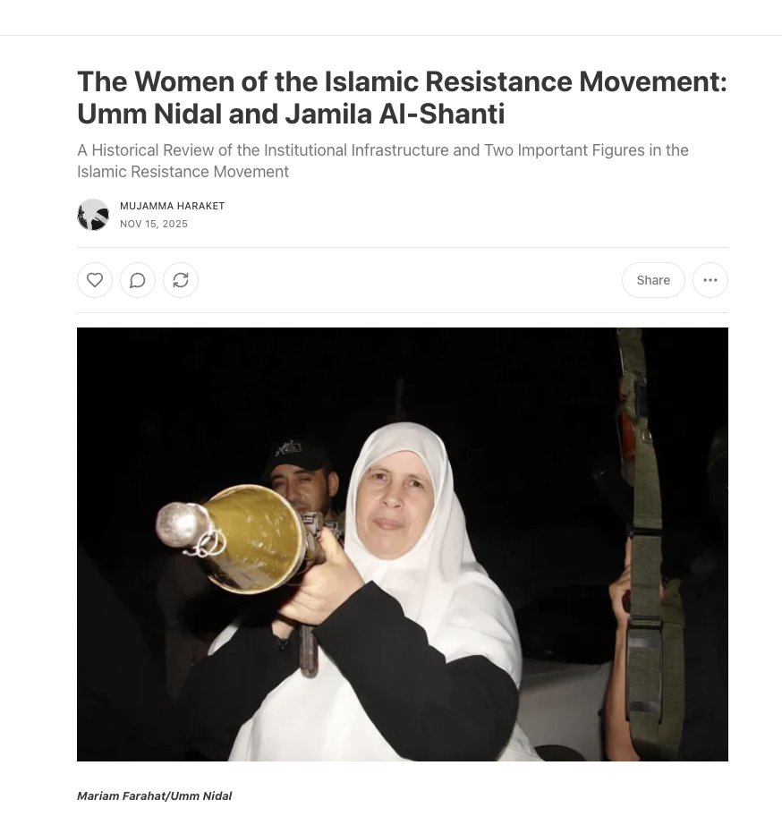 MujammaHaraket's tweet image. I have published an article on the role of the women &amp;amp; women&apos;s social institutions within the Palestinian Islamic Resistance Movement. The article begins with the 1981 Young Women’s Islamic Association, 2006 PLC women candidates, and analyzes Umm Nidal &amp;amp; Jamila al-Shanti roles.