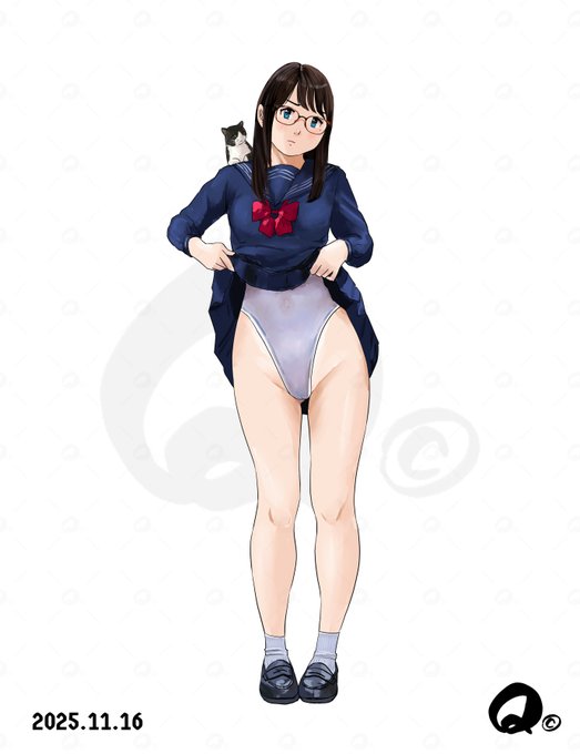 制服の下は競泳水着な子ですが何か問題でも😏 