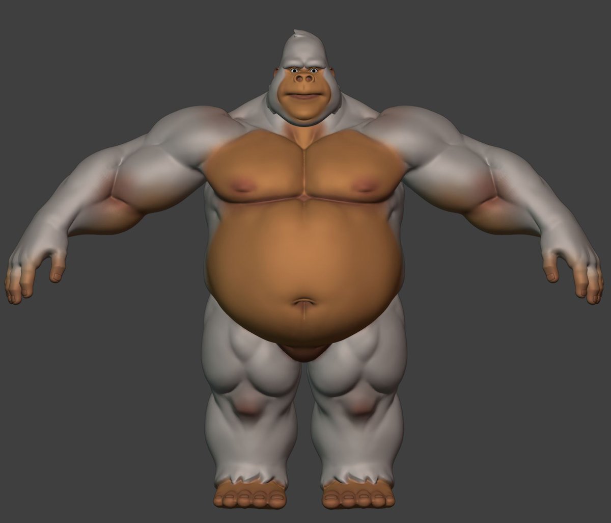 LiliDrawsT's tweet photo. Final ideation of #VGen 3D commission of OC Albino Gorilla done for amazing @samurosauro 🍌🦍 https://t.co/ZzFqA6ywHs