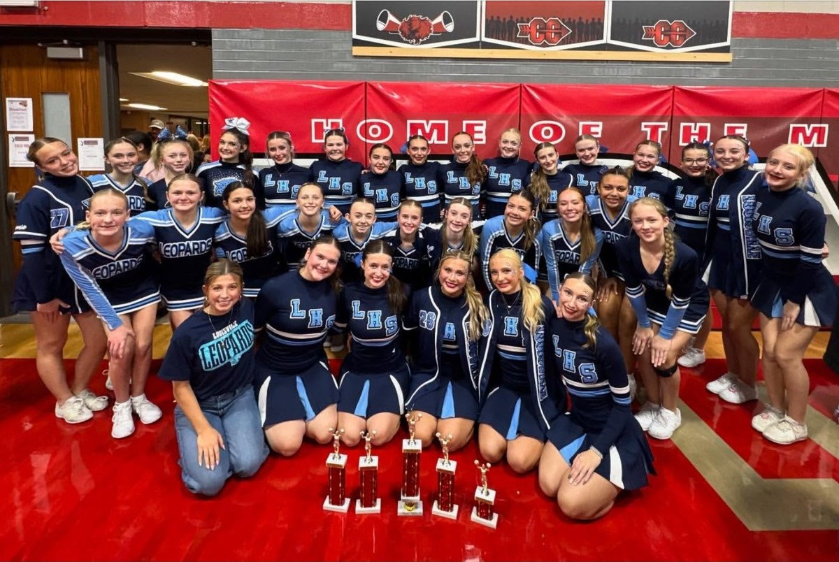 Lady Leopard Cheerleaders (MS and HS) had a successful day at Minerva! Congratulations, Ladies! 📣 Proud of you!
