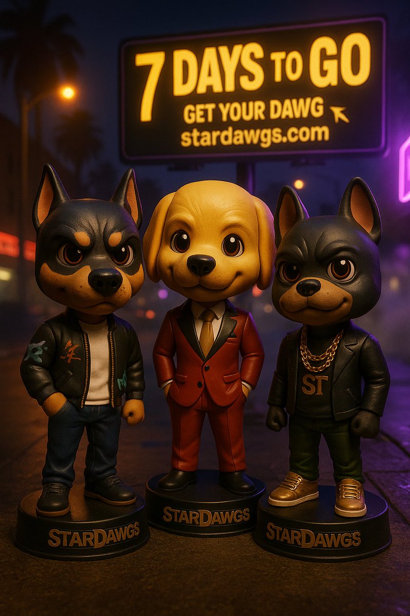 CRYPTOHOMIES_'s tweet image. 7 days to go and the Dawgs are running the show.
From back alleys to Beverly Hills, this is their spotlight.
@StarDawgs are turning dreams into headlines.

🐾 Get your Dawg before the spotlight hits → stardawgs.com

@darcydonovan @incomeisland @nfa_inc 
#StarDawgs…