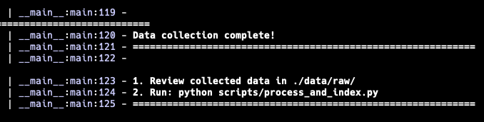 llmbrains's tweet image. Okay, initial data collection completed ✅

Now to process and index, no chance this works as expected the first try 😜