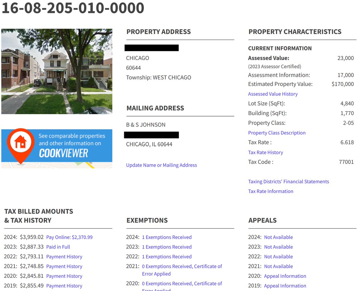 CitizenVMachine's tweet image. Even though Brandon Johnson's property taxes went up 37%, he still pays less than $4,000.