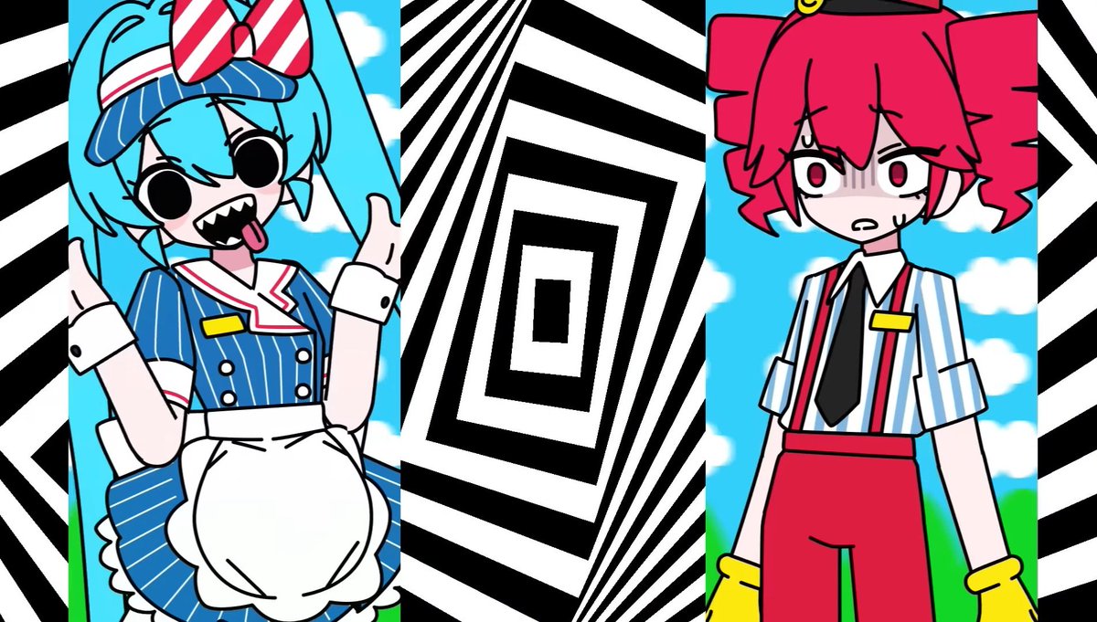 Was in the mood to do another mesmerizer redraw with mine and <a href="/peechpenku/">Janis𖦹 ׂ 𓈒🩷</a>'s characters.