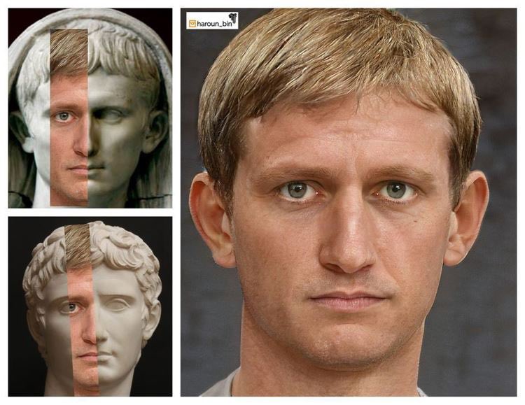Caesar Augustus had blonde hair and blue eyes.
