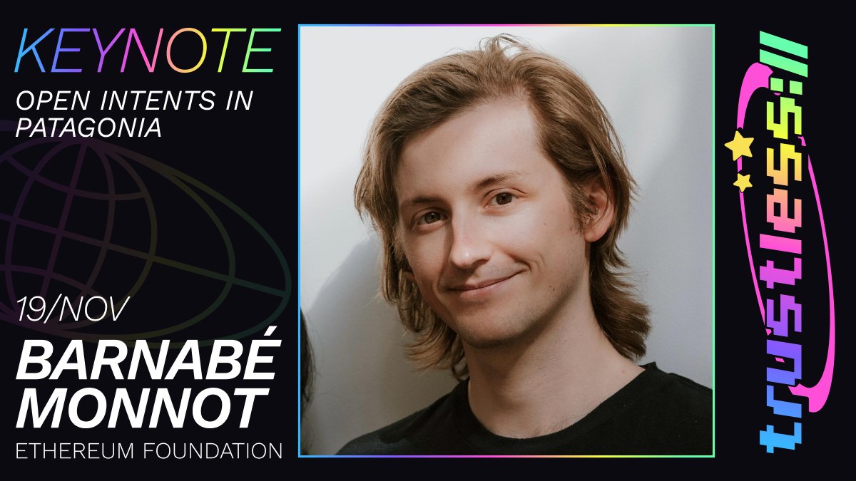 Barnabe Monnot 在 trustless:// 会议上关于 Open Intents 的主题演讲海报