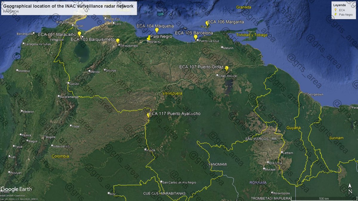 gris_area's tweet image. Geographical location of the INAC surveillance radar network utilizing OSINT sources.
#OSINT #Venezuela #EEUU #Caribe #Maduro
@Mas_Arr3ch0
@ConflictsW
@SerbinPont
@SA_Defensa
@MT_Anderson
@ianellisjones