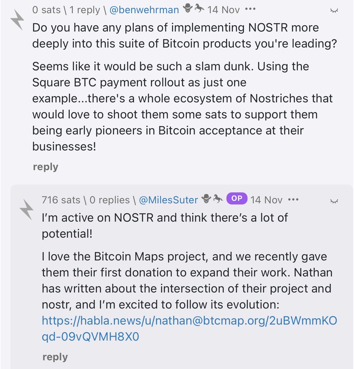 milessuter's tweet image. See my answer here on @btcmap and potential nostr evolution: stacker.news/items/1282685

It’s an open source project we are proud to support and would love the community getting more involved to help drive it forward.