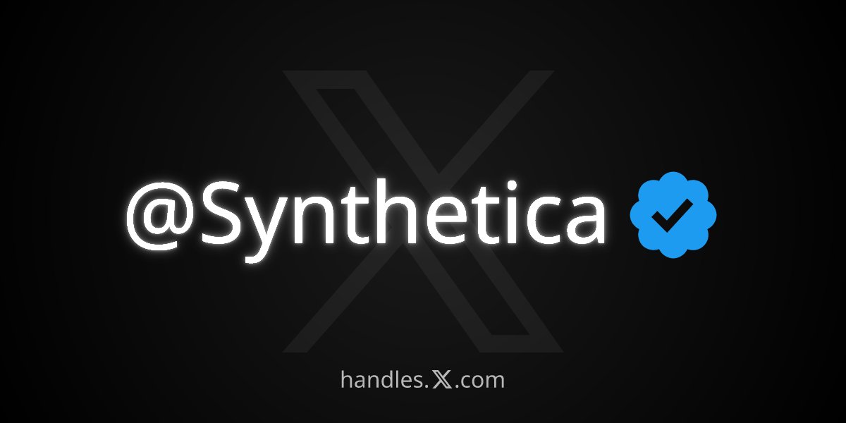Synthetica's tweet image. I just got @Synthetica from the X Handle Marketplace! Get your own at handles.x.com
