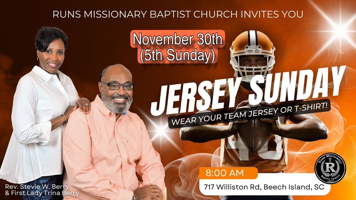 RunsChurch's tweet image. Please join us on the 5th Sunday this month, for Jersey Sunday!
2025 "The Year of Perseverance"
#RMBC