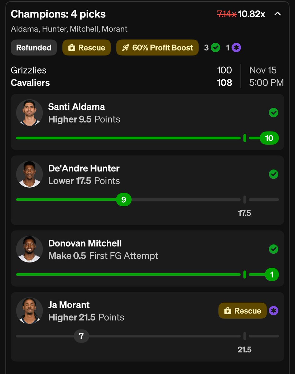 MaxKingsDFS's tweet image. confused on if Underdogs rescue rules changed

per the rules shouldn’t this be counted as a won 3 leg pick’em?

since this slip has players from 2 teams, and every other leg hit..

instead it just refunded, anyone know why?