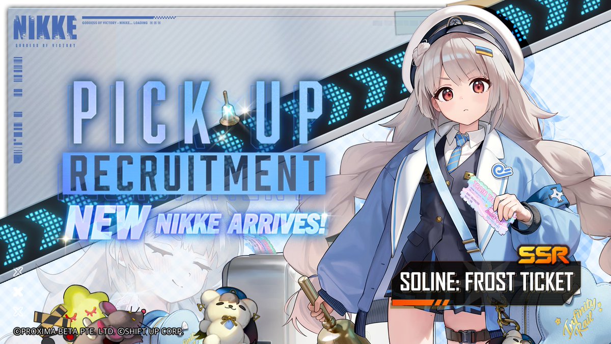 NIKKE_en's tweet image. 【Pick Up Recruitment Notice】

The AZX stewardess who bettered herself after meeting a special friend -「Soline: Frost Ticket」is coming soon~

「Soline: Frost Ticket」Pick Up recruitment begins simultaneously!

Stay tuned!

#NIKKE
#SolineFrostTicket