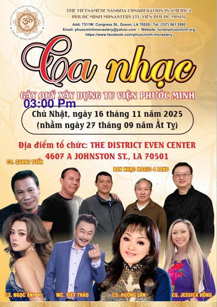 Xin được chia sẻ thông tin đến với Quý vị, chương trình có Việt Thảo tham dự ở Lafayette, LA vào ngày 16 tháng 11 năm 2025.❤🙏
.
#vietthao #mcvietthao #MCV #lafayettelouisiana #tuvienphuowcminh #huonglan #ngocanhvi #jessicahong #QuangTuan #magic4band #canhac