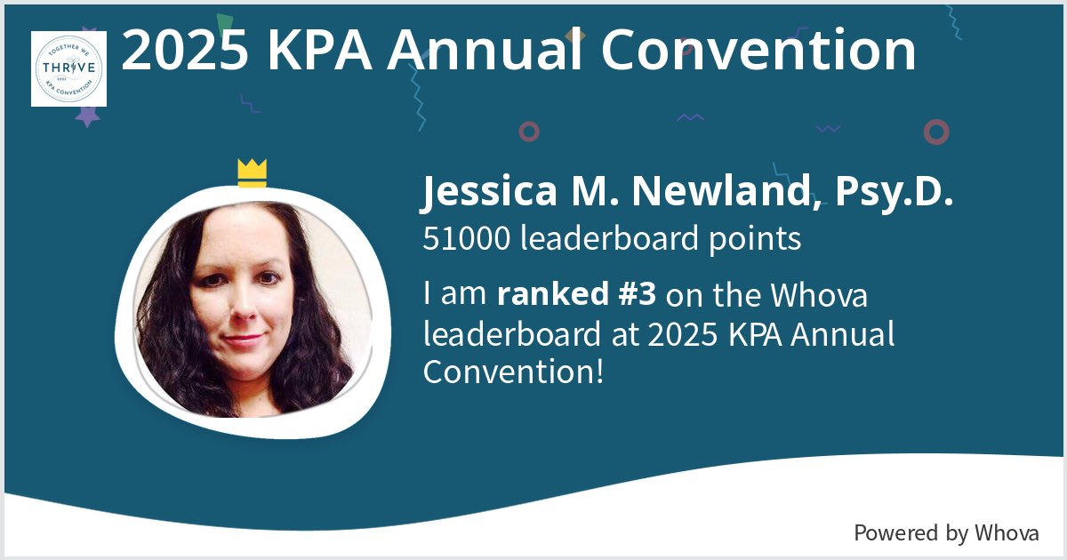 DrJessica78's tweet photo. I ranked #3 on the Whova leaderboard at 2025 KPA Annual Convention!  - via #Whova event app https://t.co/qDqaApUN9F