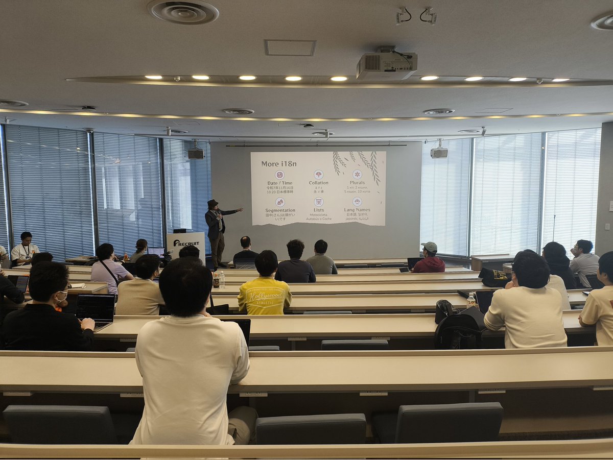 robpalmer2's tweet image. JsConf.jp has begun 🎉

@_sffc is telling us about the latest Internationalization developments in JavaScript and Intl ECMA-402 👍