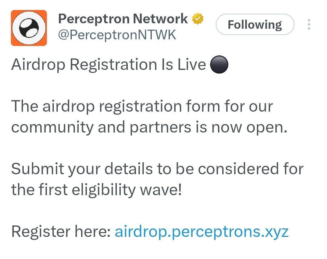MacxEth's tweet photo. Airdrop Registration Is Live On @PerceptronNTWK Previously @blockmesh_xyz 

Fill The Form

1. Visit https://t.co/lUMtek4Akd
2. Fill the gmail linked with @blockmesh_xyz 
3. Submit sol wallet address 
4. Submit Socials

Done ✅You have registered For @PerceptronNTWK https://t.co/KSKvbW8nzd