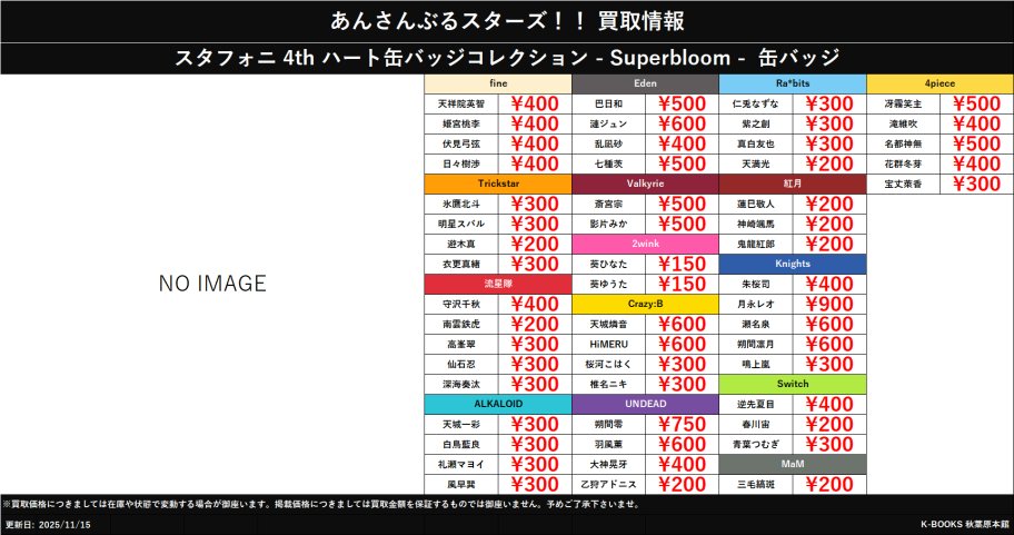 買取情報】 あんスタ ハート缶バッジ - Superbloom - スタフォニ 4th