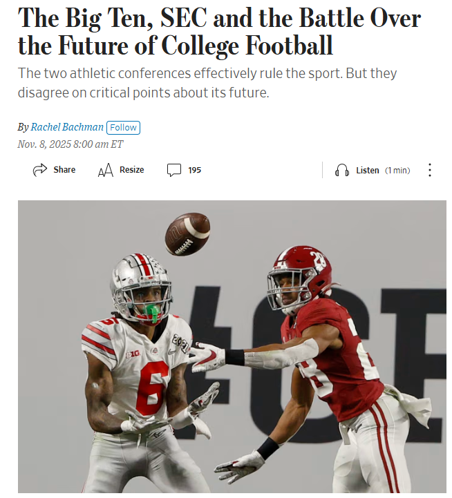 Due to crazy spending at college football programs, they are now being forced to approach Private Equity funds for the arms race. 

School conferences are mortgaging their future, promising future revenue streams for money now to pay for their programs. 

Other sports are being