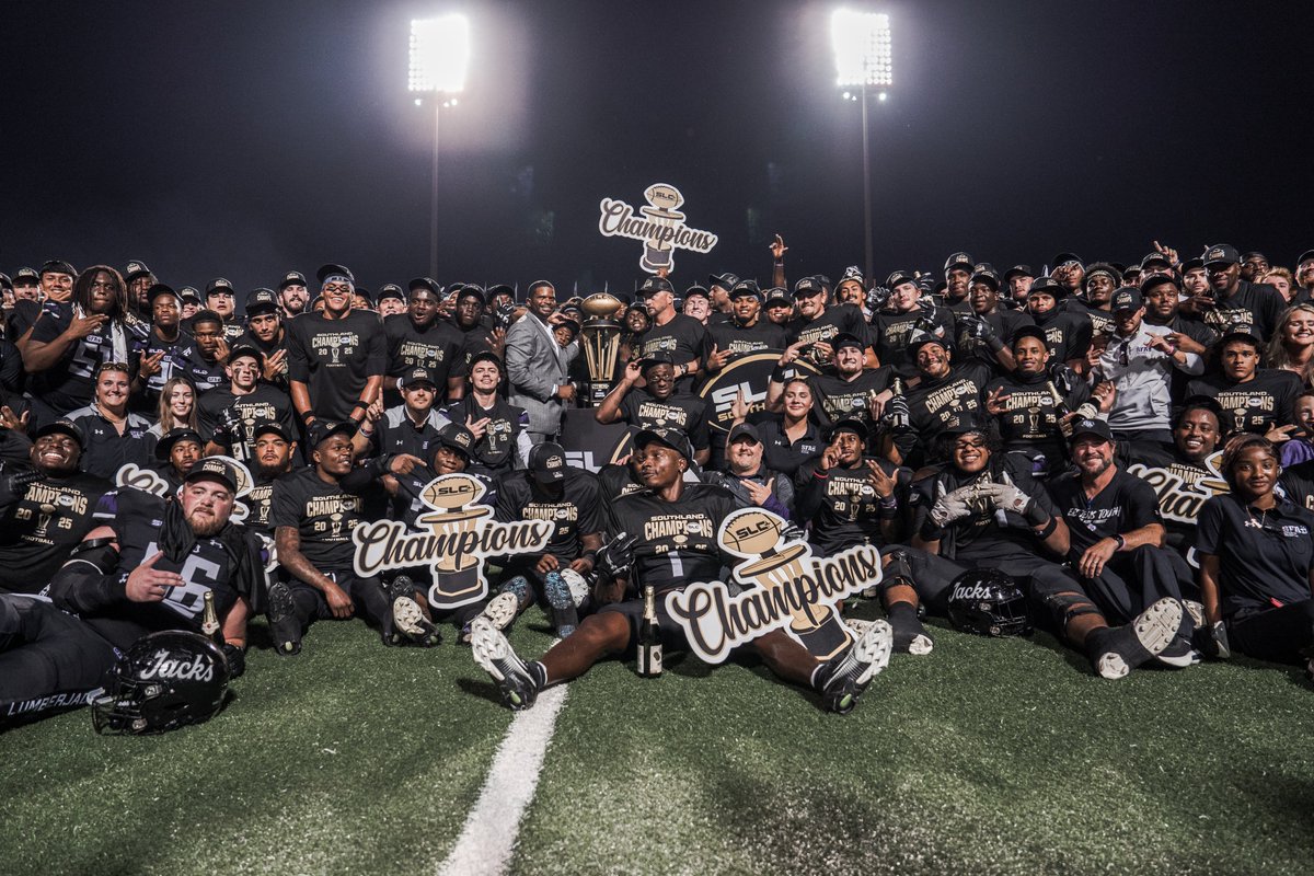 SouthlandSports's tweet image. The 2025 Southland Football Champions

The Stephen F. Austin Lumberjacks 🪓