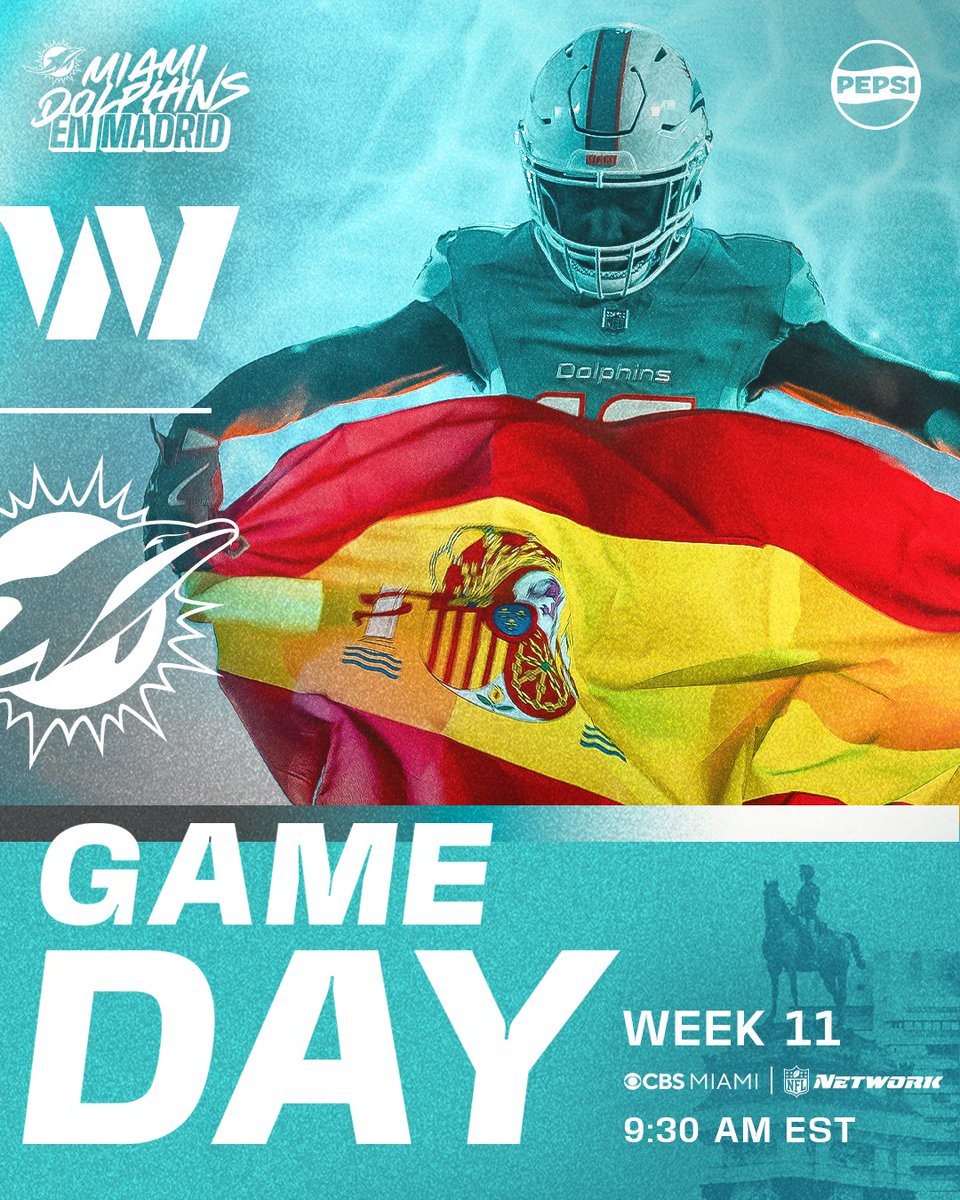 MiamiDolphins's tweet image. ¡ES DÍA DE PARTIDO EN ESPAÑA! 🇪🇸🐬